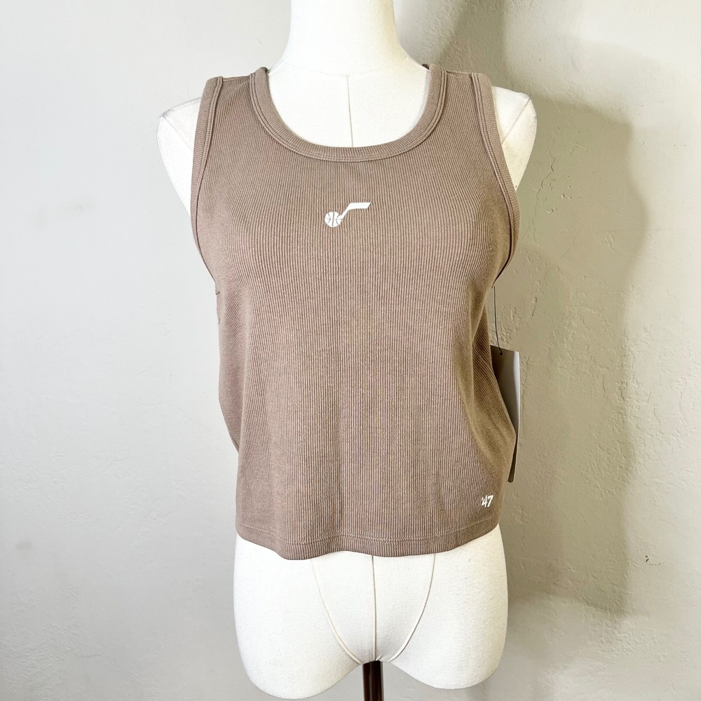 Utah Jazz Tank Top Portabella 47 Brand Women Size Large Brown Ribbed Crop New